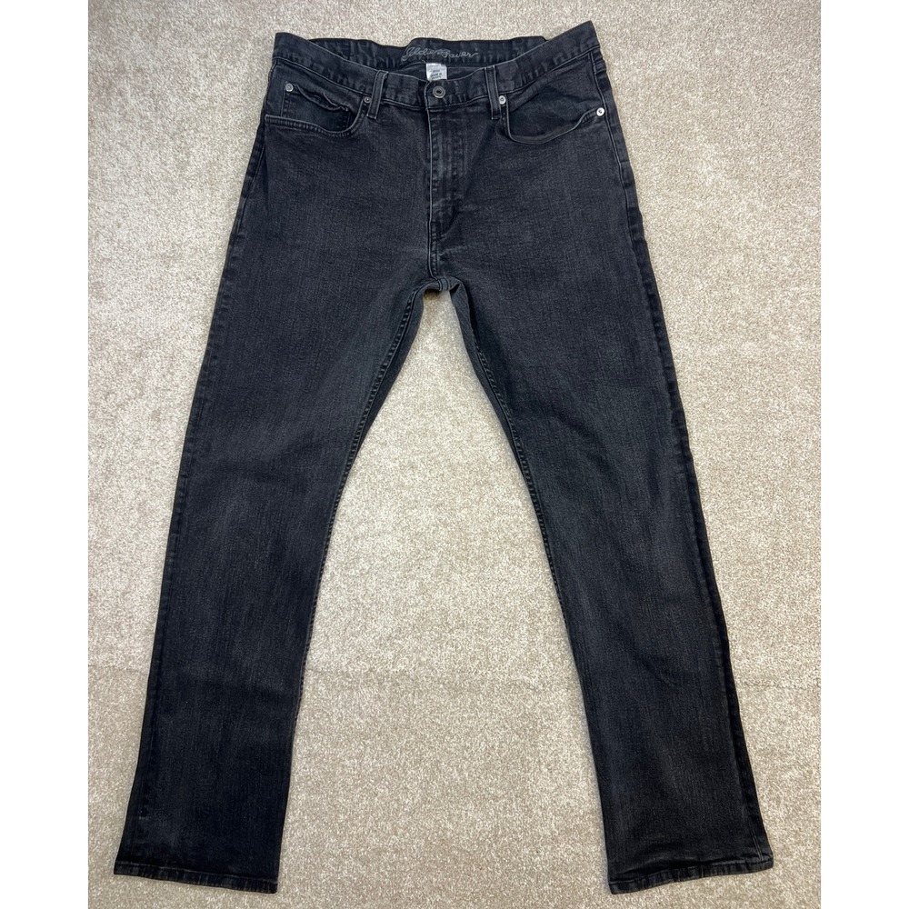 Eddie Bauer Mens Black Wash Straight Leg Denim Jeans Size 36x34